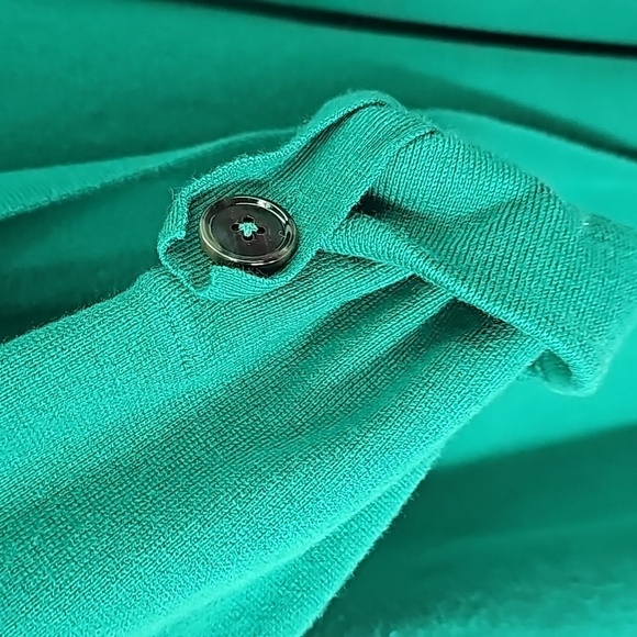 Ann Taylor Green Knee Length Duster Sweater w Rolled Sleeves+Side Slits - Picture 5 of 17